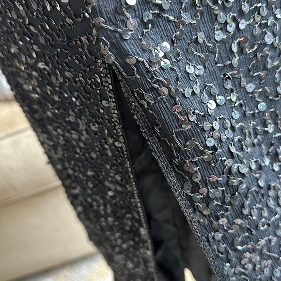 Vintage Laurence Kazar silk long black sequin column dress SZ XS-S - Picture 5 of 13